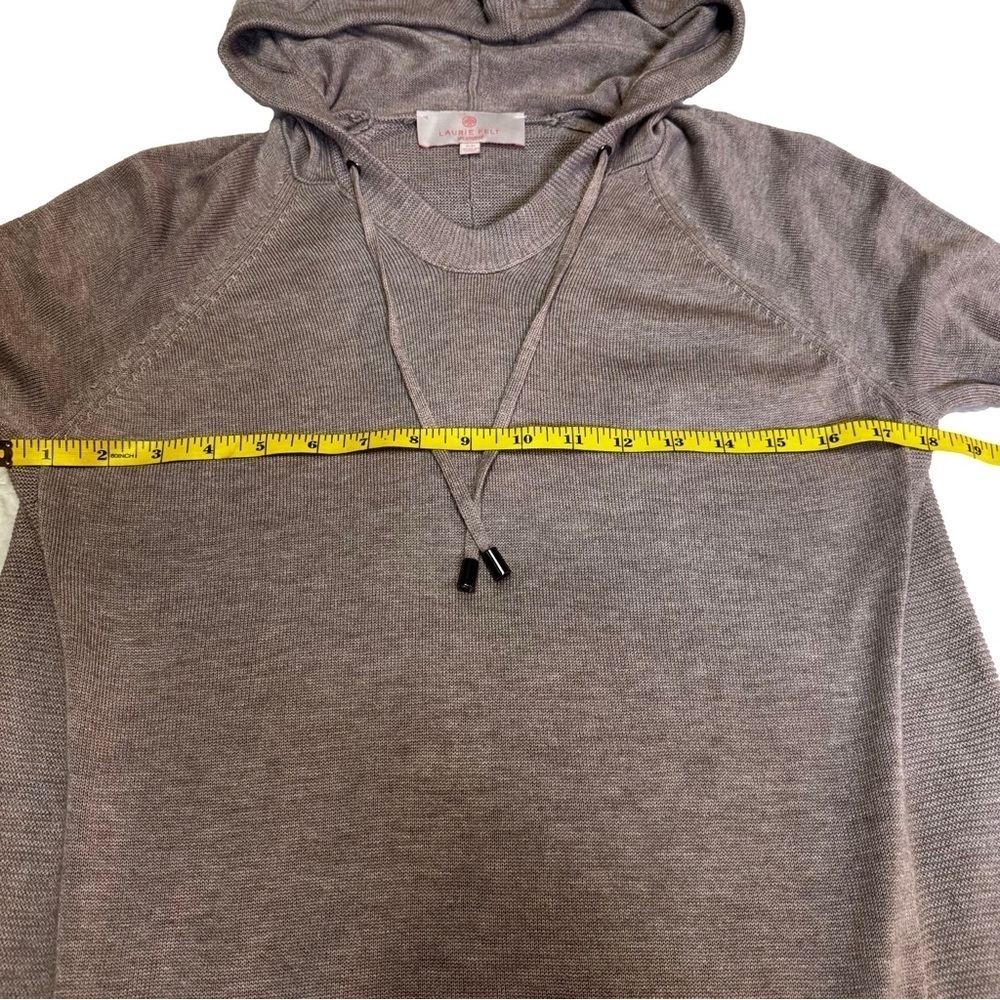 Laurie Felt Gray Hooded Sweater Cashmere Blend Size XS Ribbed Cuffs and Hem NWOT - Picture 9 of 12